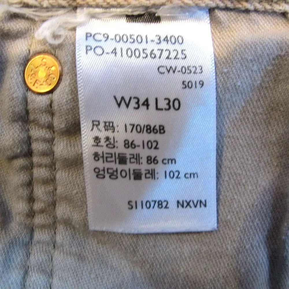 Levi's Original 501 Button Fly Jeans Men's‎ Size 34x30 Beige Straight Leg